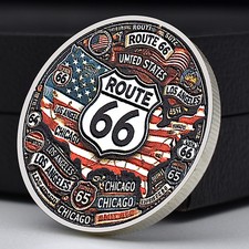 Route 66 Commemorative Coin Vintage Car USA Highway 66 Souvenir Token Medal