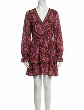 Umgee Floral Border Print Layered Dress Red