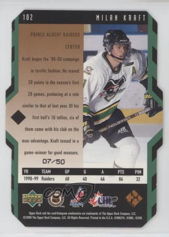 1999-00 Black Diamond Diamonds in the Rough Final Cut /50 Milan Kraft Rookie RC - Image 2 of 2