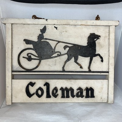 Antique Coleman Family Two Sided Wood Decorative Hanging Home Mailbox Sign