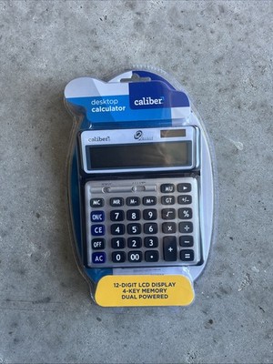 Caliber 12 Digit Desktop Calculator with Large LCD 4 Key Memory Dual Power NEW
