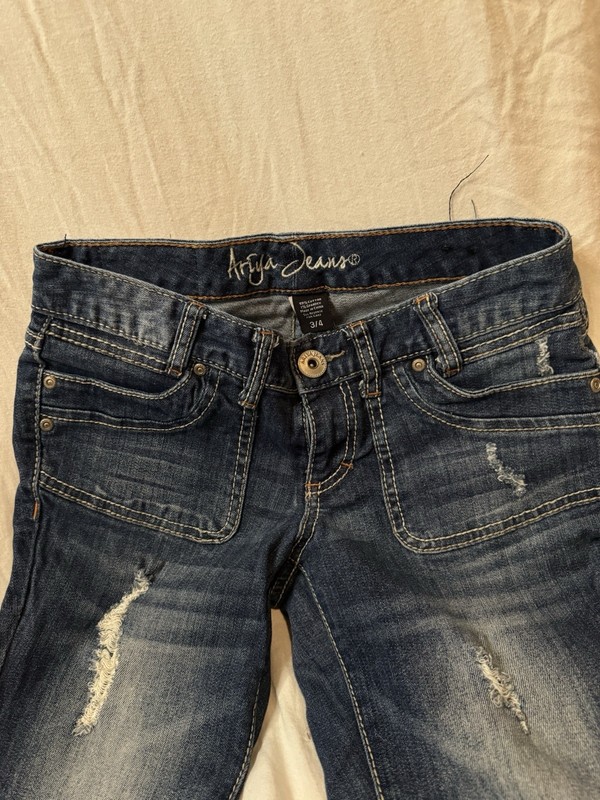 Vintage Ariya Jeans Women's Low-Rise Blue Distressed Jeans