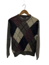 KENNINGTON Knit Sweater Thick M Wool Gray All-Over Print