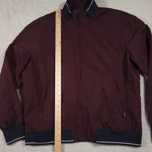Perry Ellis Jacket Mens Large Full Zip Bomber Windbreaker Polyester Navy Trim - Picture 5 of 12