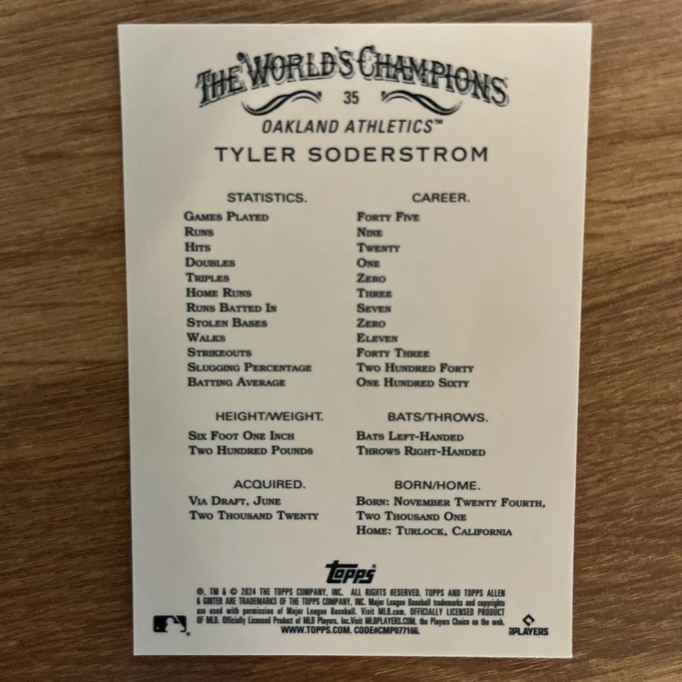 2024 Topps Allen & Ginter Chrome, Silver Foil, & Base Tyler Soderstrom #35 (RC) - Image 4 of 4