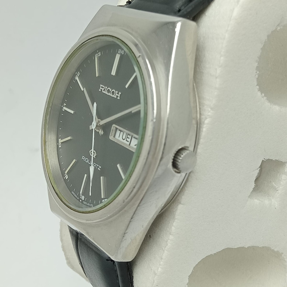 Ricoh Riquartz Railway Time Day/Date 580-40-03 Vintage Men's Watch