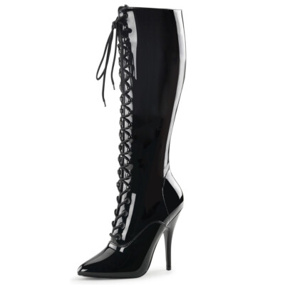 PleaserUSA High Heels-Kniestiefel Seduce-2020 Lack schwarz