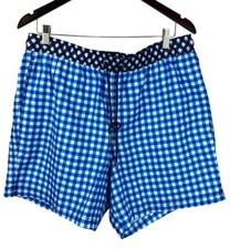 Draper James X Lands' End Men's 6" Print Volley Swim Trunks Size L Gingham
