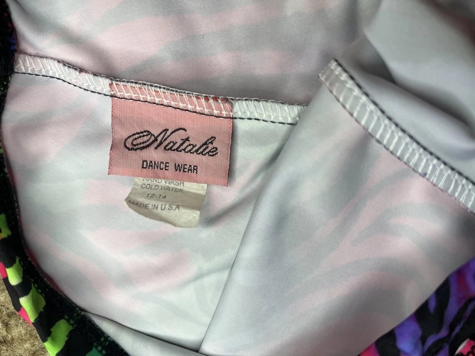 Pantalones Cortos Natalie Dance Wear Niñas LC L 10 12 Estampado Cebra Colorido Ballet Leo Foto 3 de 4