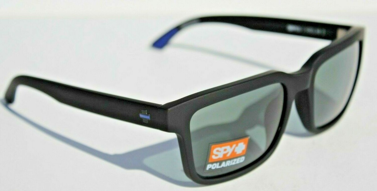 SPY OPTICS Helm POLARIZED Sunglasses Matte Black Thin Blue Line/HD+ Gray  Green
