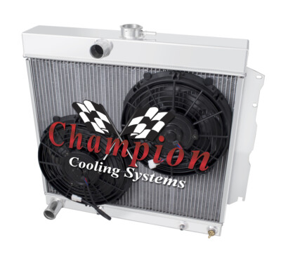SR Champion 4 Row Radiator 22'' Core, 10'' Fans for 1965 1966 Dodge Dart V8 Engine