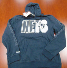 MITCHELL  NESS NBA BROOKLYN NETS BLACK HOODED SWEATSHIRT SIZE 2XL