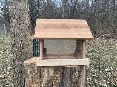 Handmade Cedar Birdfeeder Wooden Birdfeeder