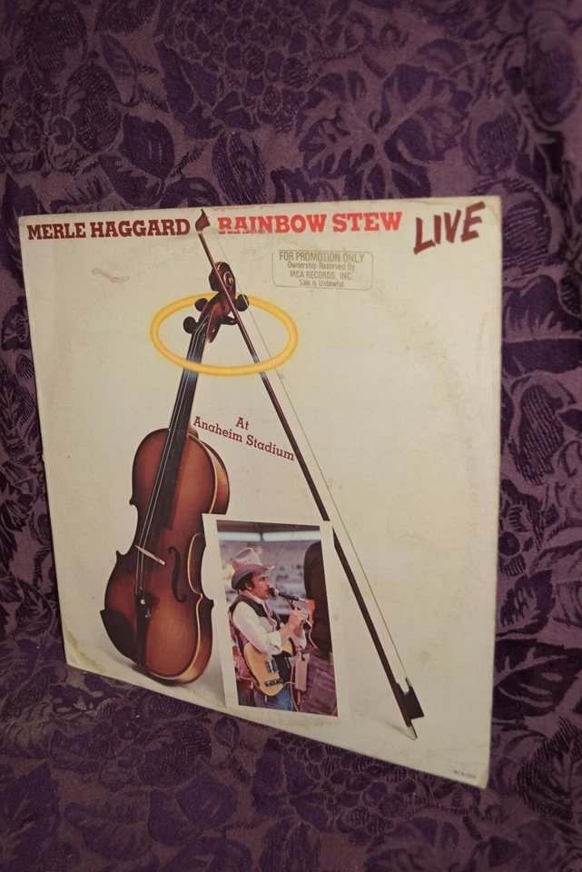 Merle Haggard, Rainbow Stew, Live at Anaheim Stadium VINYL  1981 MCA PROMO EX/VG - Image 3 of 4