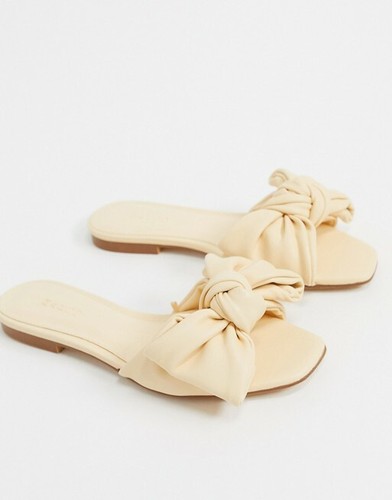 MANGO Bow Flat Sandals PASTEL YELLOW SIZE 8 USA | eBay