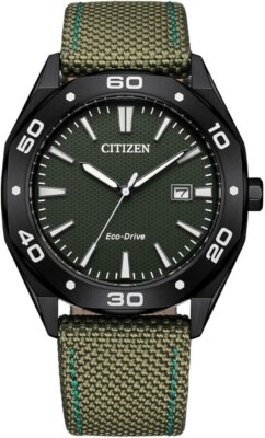 Citizen Herrenuhr Eco Drive Stoffarmband Khaki Ind. data _BM7635-01X