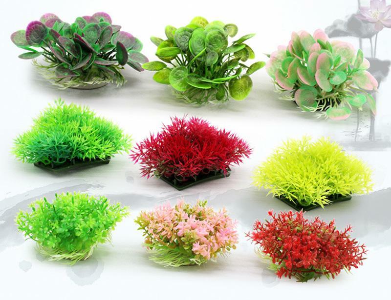VAYINATO 4.5" Inch Green Plastic Fish Tank Plants Grass Decoration 10 Piece Aquarium Tool