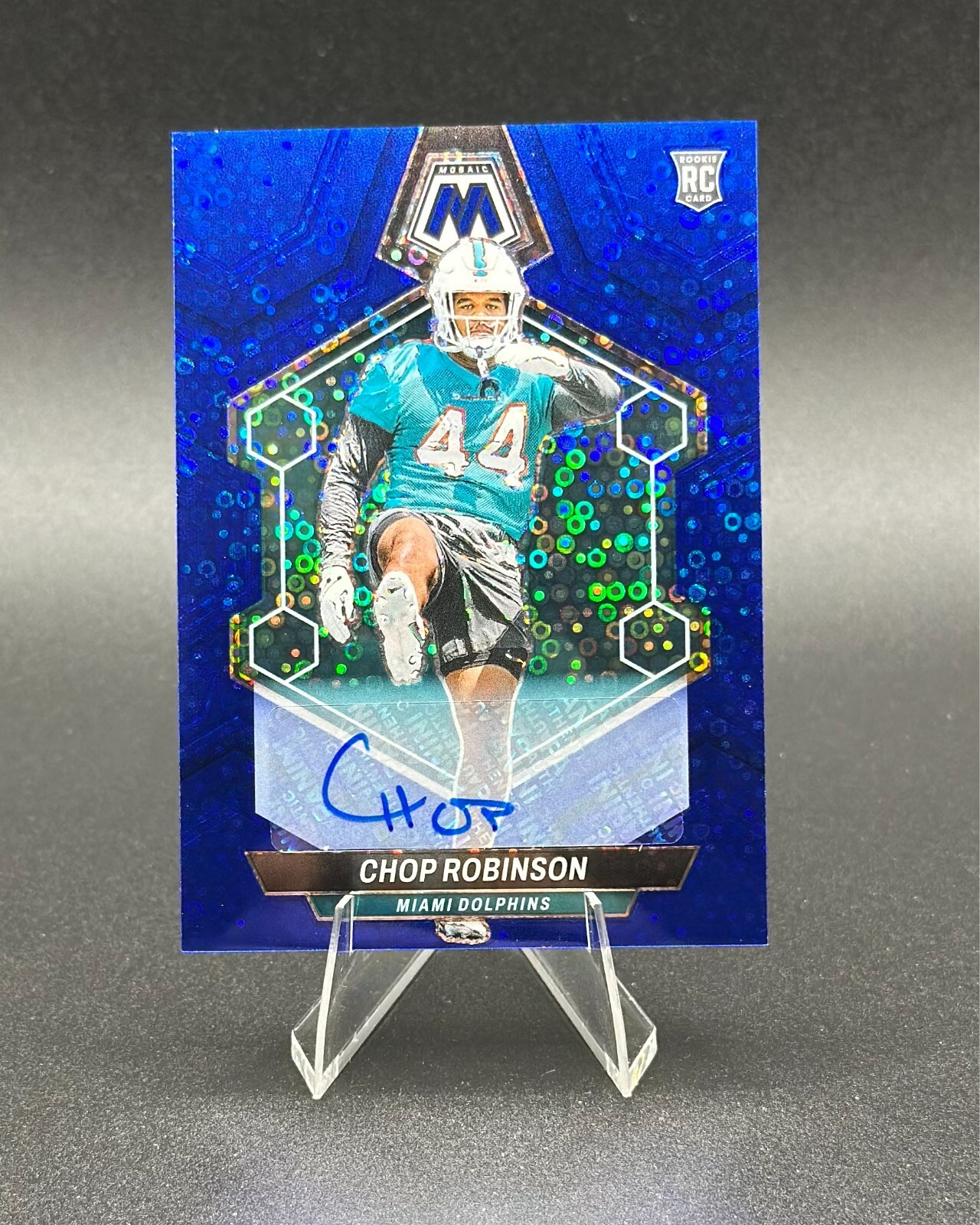 Chop Robinson 2024 Panini Mosaic Rookie Auto No Huddle Blue RC #321 Dolphins