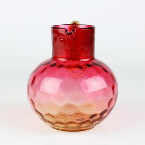 Phoenix Amberina Spot Optic 3C Pitcher, Antique c1880 Blown, Reed Handle 5 1/2" - Picture 2 of 7