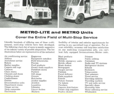 IH International Metro Body Truck Panel Vans Brochure Scarab Body
