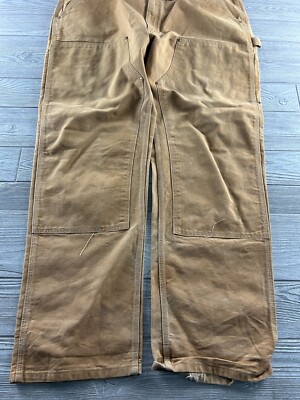 パンツ Carhartt double knee B01-BRN made in USA Carhartt B01 BRN Duck Double Knee Distressed Work Pants Sz