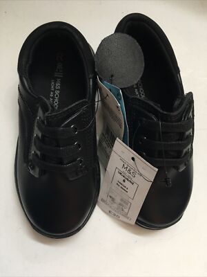 New M&S Black Kids' Leather Light As Air Freshfeet™ School Shoes Size  UK