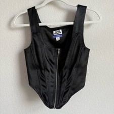 Future Collective Kahlana Barfield Brown Pointed Front Zip Black Bustier Size 0
