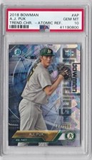 2018 Bowman Trending Chrome Atomic Refractor 144/150 A.J. Puk Athletics PSA 10