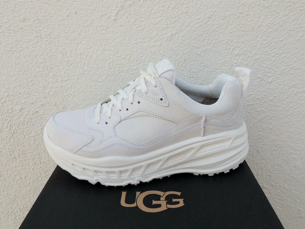 UGG CA805 ALL GENDER WHITE LEATHER COMFORT SNEAKER, MEN US 7/ WOMEN US 9 ~NIB