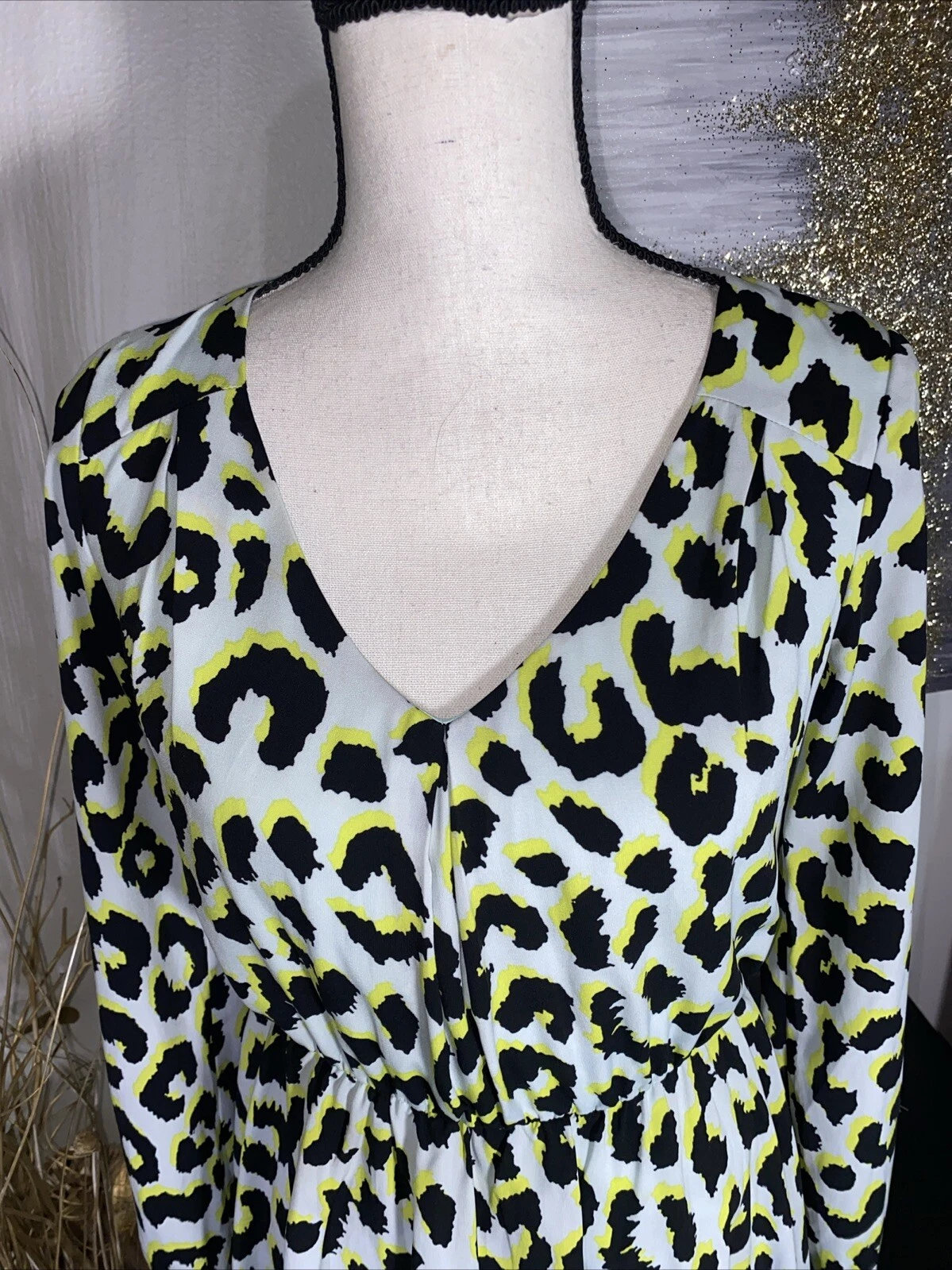 VETEMENTS Abito corto Gianni Bini multicolore manica lunga scollo a V taglia small vita elasticizzata