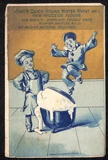 King's Quick Rising Flours Victorian Trade Card Chef Dough Rises Over Pot