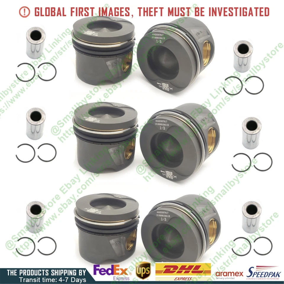 Pistón y anillo OM642 OM642.826 6 piezas Mercedes-Benz ML350 GL350 X166 3,0 TDI 83 mm STD Foto 2 de 4