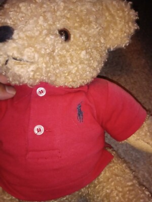 Polo by Ralph Lauren ポロベア　bear アメリカ Rare Vintage Ralph Lauren Polo Teddy Bear NY NY Red Shirt Curly