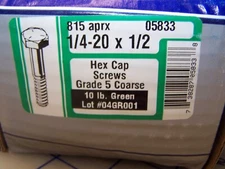 Midwest Fastener 1/4-20 x 1/2" Hex Cap Screw Grade 5 Coarse (Qty ~815/10Lb)
