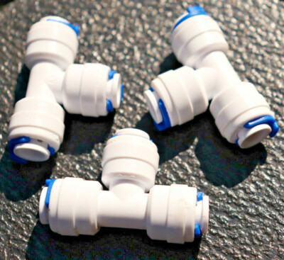3-WAY QUICK CONNECT PUSHFIT TEE CONNECTORS 3-PACK 1/4 INCH