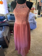 Evening Dress "Sequin Hearts Girls" mauve lace rayon junior size 16