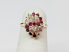 STUNNER 13.7ky Gold 1.01 ctw. Natural Ruby and Diamond Cluster Ring Sz 6.25 — photo 4