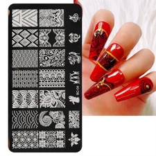 Plaid Lace Pattern Metal Nail Art Stamping Plates Mandala Floral Mesh Steel