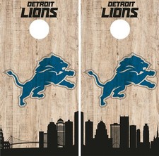 Detroit Lions Cornhole Wrap NFL Game City Skyline Skin Vinyl Decal Set CO864