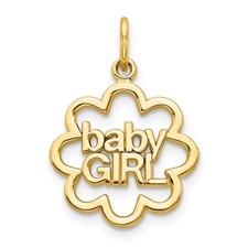 10k Yellow Gold BABY GIRL Shape Charm Pendant L 22mm, W 16mm