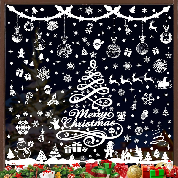 Fensterbilder Weihnachten Selbstklebend Schneeflocken Fensterdeko 351PCS - Wied-image