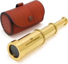 Solid Brass Handheld Telescope 6" - Nautical Pirate Spy Glass with Free case ...