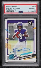 2023 Panini Donruss Rated Rookie Jordan Addison #368 PSA 10 GEM MT Auto 1q7