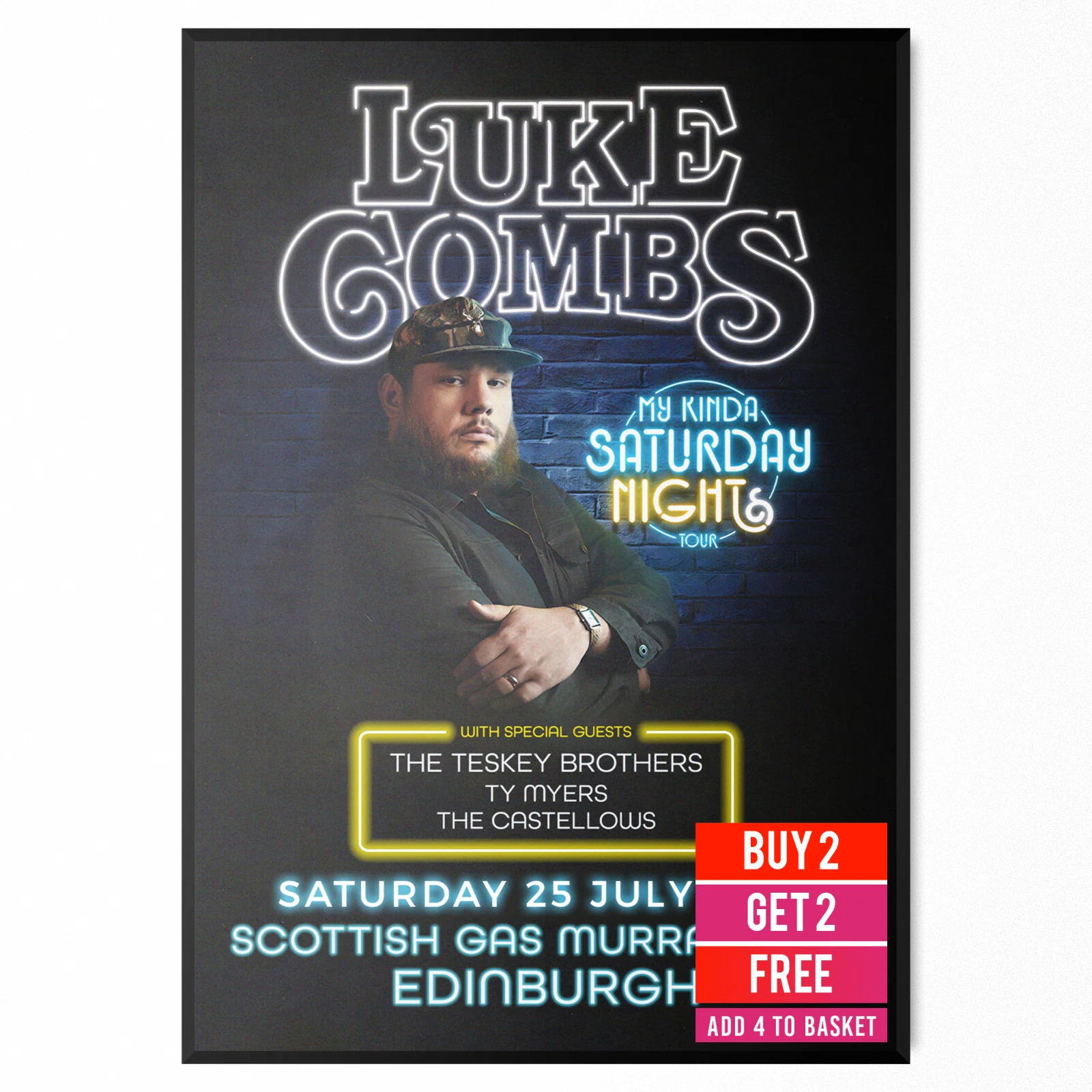 Luke Combs My Kinda Saturdays Edinburgh 25 Jul 2026 Poster