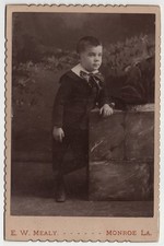 Antique Cabinet Card E.W. Mealy Young Boy Sailor Suit Scallop Monroe LA