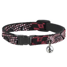 Cat Collar Breakaway with Bell Grunge Checker Flag Red NARROW Fits 8.5-12"