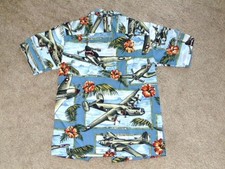 Not Worn NUI NALU Hawaii Boy's Size 10 Shirt, WWII Bomber Airplane Decoration