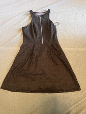 Express Dress Womens Size 6 Black Floral Lace Front Zip Sleeveless Mini