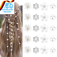 20 StüCk WeißE Kleine Blumen Haarspangen,Mini Blumen Haarspangen Mit Strass,Klei