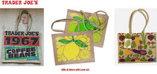 Lote de 2 BOLSAS REUTILIZABLES DE 9 GALONES Trader Joe's NUEVAS 🍋 CÍTRICAS ☕️ ARPILLERA DE YUTE DE CAFÉ 💚